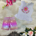 Conjunto de Camiseta e Short Holográfico Infantil para Meninas