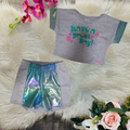 Conjunto de Camiseta e Short Holográfico Infantil para Meninas