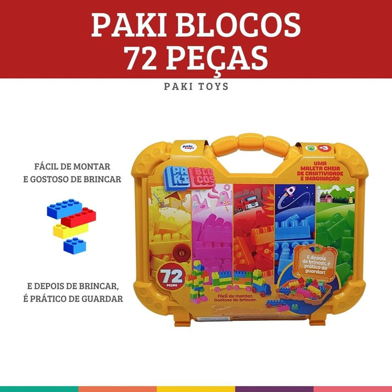 Maleta de Blocos de Montar Paki Toys - 72 Peças de Diversão Infinita