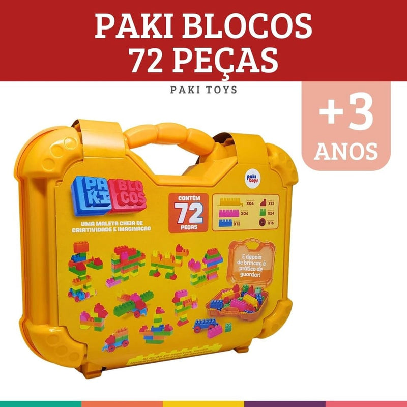 Maleta de Blocos de Montar Paki Toys - 72 Peças de Diversão Infinita